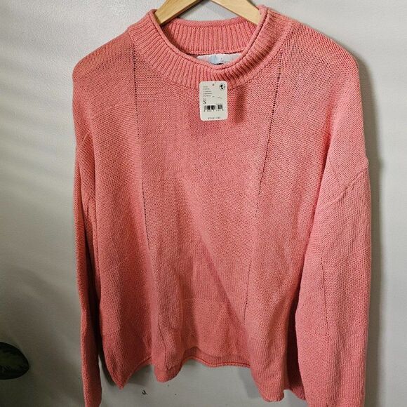 NWT FREE PEOPLE BEACH CORAL/CORA CREW NECK PULLOVER SWEATER COTTON SIZE SMALL - Picture 8 of 16